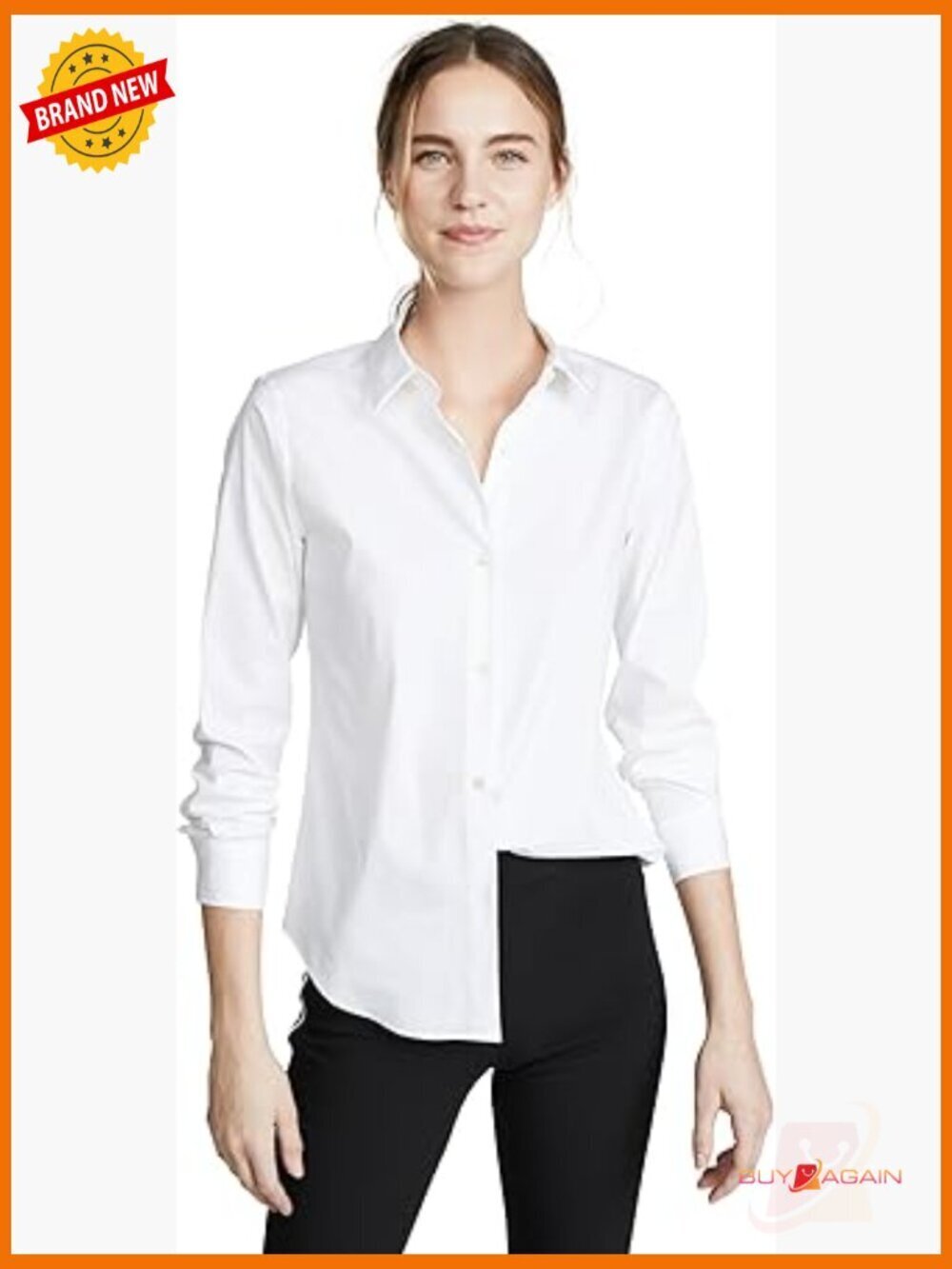 Luxe Poplin Button Down Blouse Long Sleeve Collared Regular Fit